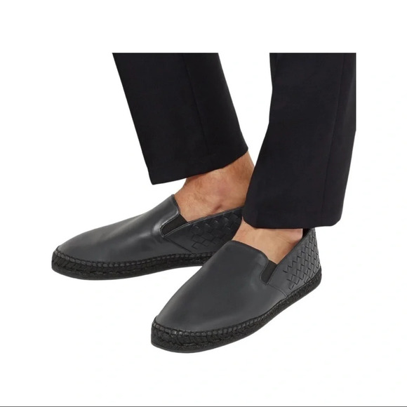 Bottega Veneta Leather Woven Espadrilles Mens 5 / 38 Slide On Shoes Blue Black - Picture 14 of 14